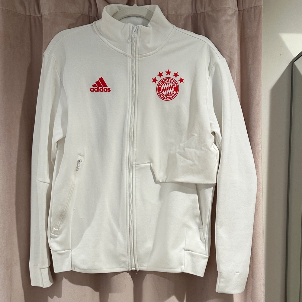 Adidas White and Red Bayern Munich Jacket